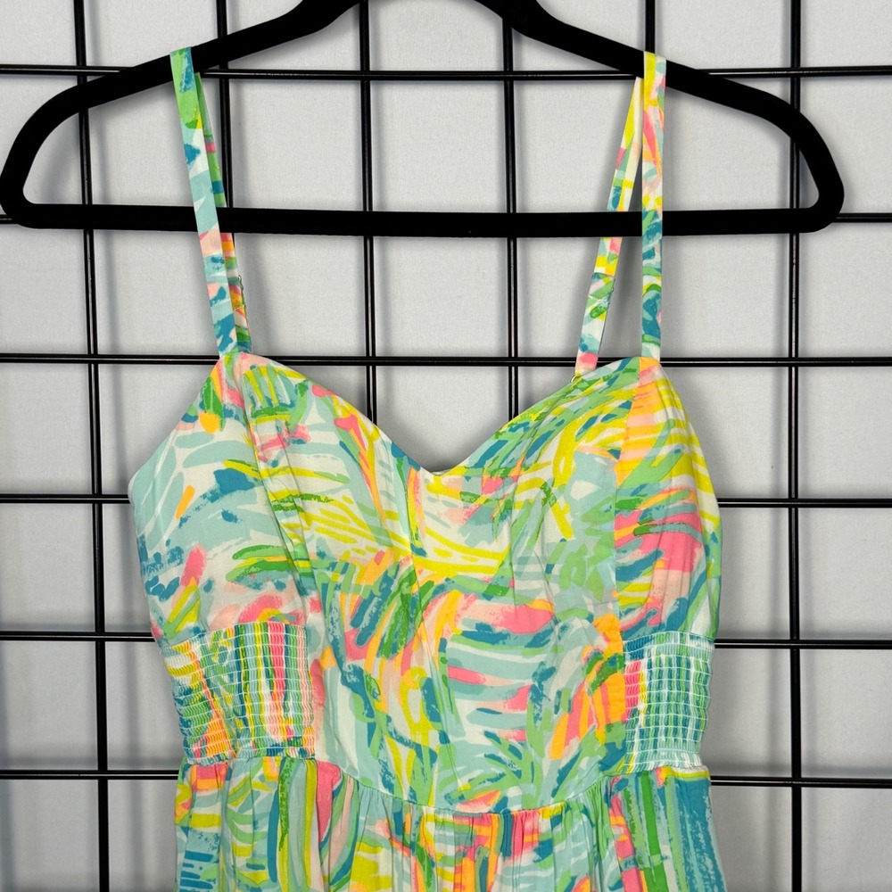 Lilly Pulitzer Christine Sundress Women 0 Multicolor Tropical Smocked - Picture 8 of 12